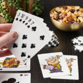 Man die op de accordeon speelt pokerkaarten (Insitu)