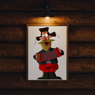 Man die op de accordeon speelt poster