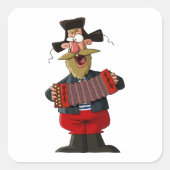 Man die op de Accordeon Speelt Vierkante Sticker (Voorkant)