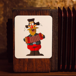 Man die op de Accordeon Speelt Vierkante Sticker