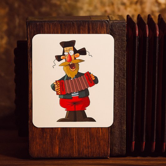 Man die op de Accordeon Speelt Vierkante Sticker