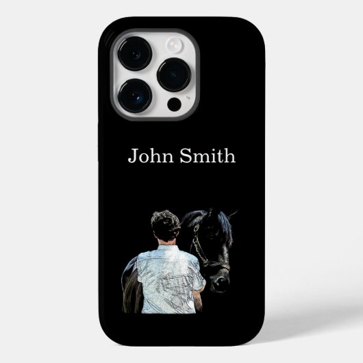 Man die paard houdt, donkercel telefoontas Case-Mate iPhone case (Achterkant)