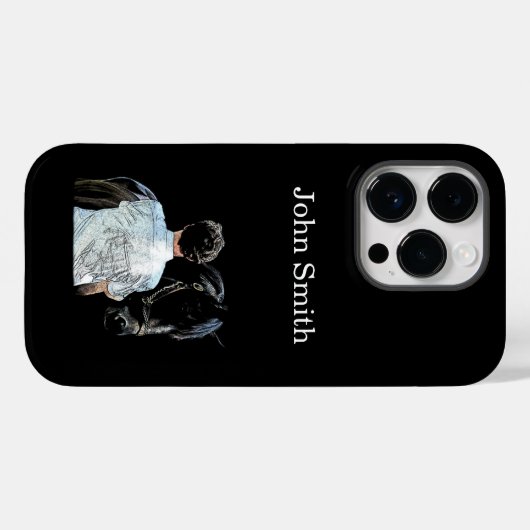 Man die paard houdt, donkercel telefoontas Case-Mate iPhone case (Achterkant (horizontaal))