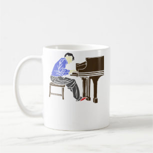 Man die piano speelt koffiemok