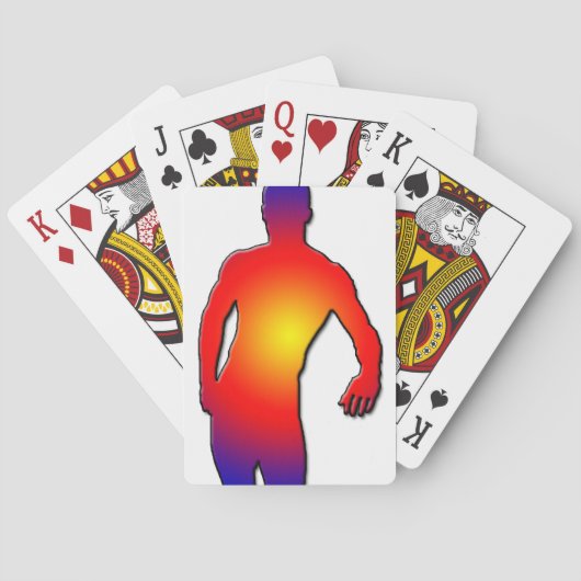 Man die poseert pokerkaarten (Achterkant)