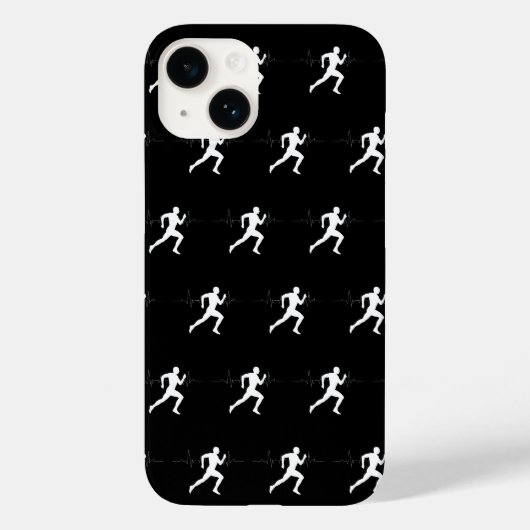 Man die Runners Silhouette HeartBeat Lijn in werki Case-Mate iPhone Case (Achterkant)