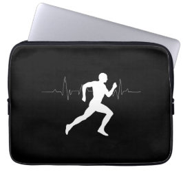 Man die Runners Silhouette HeartBeat Lijn in werki Laptop Sleeve