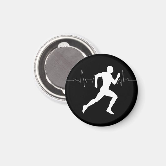Man die Runners Silhouette HeartBeat Lijn in werki Magneet (Voorkant / Achterkant)
