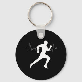 Man die Runners Silhouette HeartBeat Lijn in werki Sleutelhanger