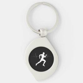 Man die Runners Silhouette HeartBeat Lijn in werki Sleutelhanger