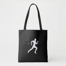 Man die Runners Silhouette HeartBeat Lijn in werki Tote Bag