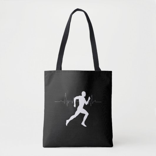 Man die Runners Silhouette HeartBeat Lijn in werki Tote Bag (Voorkant)