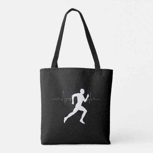 Man die Runners Silhouette HeartBeat Lijn in werki Tote Bag (Achterkant)