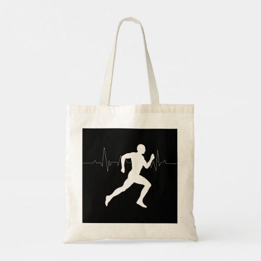 Man die Runners Silhouette HeartBeat Lijn in werki Tote Bag (Achterkant)