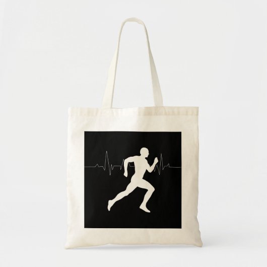 Man die Runners Silhouette HeartBeat Lijn in werki Tote Bag (Voorkant)