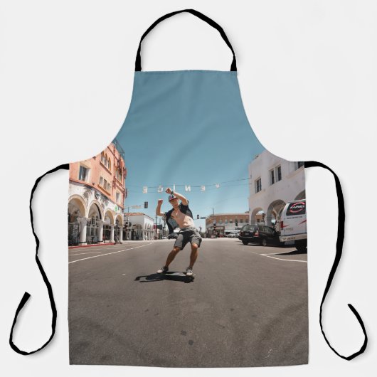 Man die skateboard speelt schort (Voorkant)