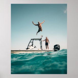 Man diving on pool poster
