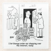 Man doet online winkelen - thuislevering bier glazen onderzetter (Voorkant)