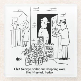 Man doet online winkelen - thuislevering bier glazen onderzetter