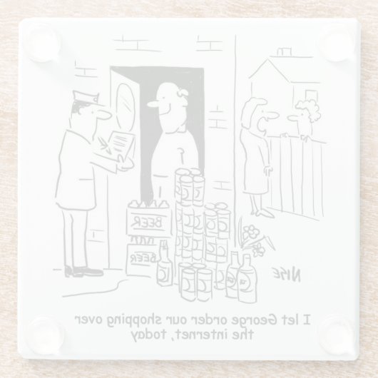 Man doet online winkelen - thuislevering bier glazen onderzetter (Achterkant)