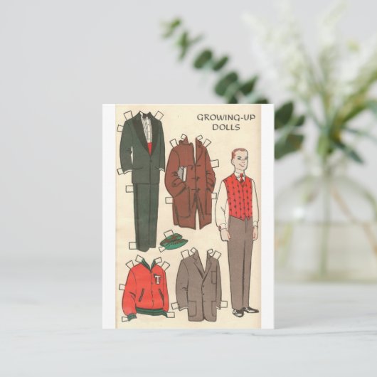  Man Doll Briefkaart (Staand voorkant)