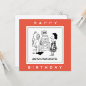 Man Dons Scuba Diving Outfit to Feed Fish Cartoon. Kaart (Voorkant / Achterkant in situ)