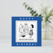 Man Dons Scuba Diving Outfit to Feed Fish Cartoon. Kaart (Staand voorkant)