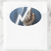 Man draws stock price touchscreen concept ovale sticker (Tas)