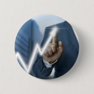Man draws stock price touchscreen concept ronde button 5,7 cm