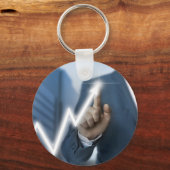 Man draws stock price touchscreen concept sleutelhanger (Voorkant)