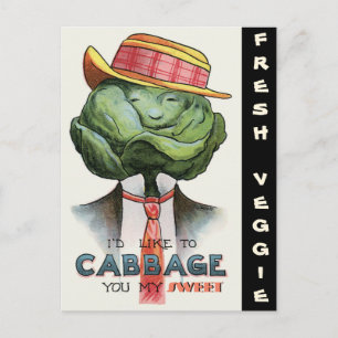 man "DRESSED" CABBAGE-HOOFDKOP Briefkaart