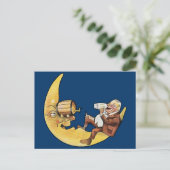 Man Drink bier met maan Briefkaart (Staand voorkant)