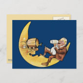 Man Drink bier met maan Briefkaart (Voorkant / Achterkant)