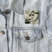 Man Drink water Vierkante Button 5,1 Cm (In situ)