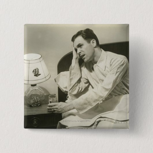 Man Drink water Vierkante Button 5,1 Cm (Voorkant)