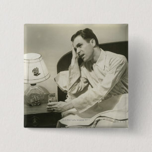 Man Drink water Vierkante Button 5,1 Cm