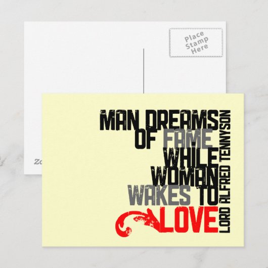 Man dromen van roem... typografisch ontwerp briefkaart (Voorkant / Achterkant)