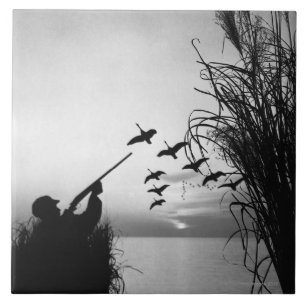 Man Duck Hunting Tegeltje