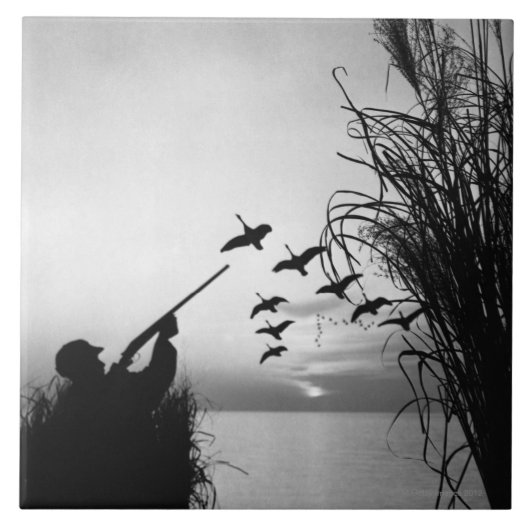 Man Duck Hunting Tegeltje (Voorkant)