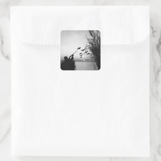 Man Duck Hunting Vierkante Sticker (Tas)