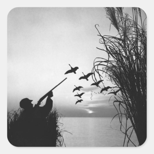Man Duck Hunting Vierkante Sticker (Voorkant)