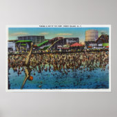 Man Duiken en Dip innemen in het Surf Poster (Voorkant)