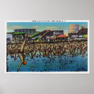 Man Duiken en Dip innemen in het Surf Poster