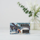 Man duwen van een sneeuwblazer visitekaartje (Staand voorkant)