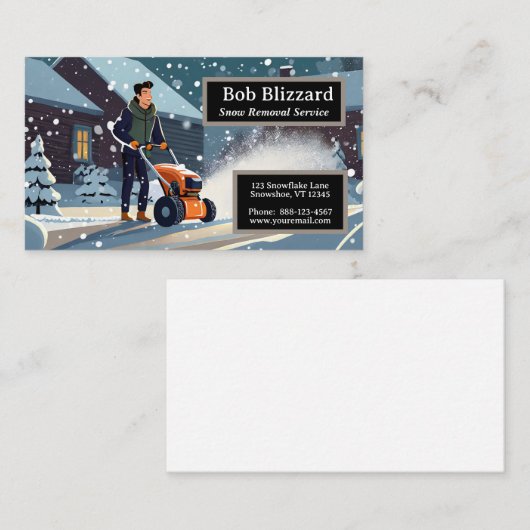 Man duwen van een sneeuwblazer visitekaartje (Voorkant / Achterkant)