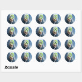 Man duwt het concept achtergrond van de machtsknoo ronde sticker (Vel)
