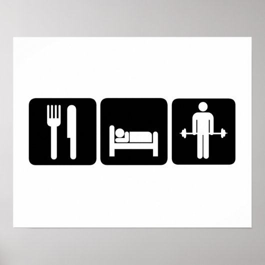 Man Eat Sleep Lift Wecht Poster (Voorkant)