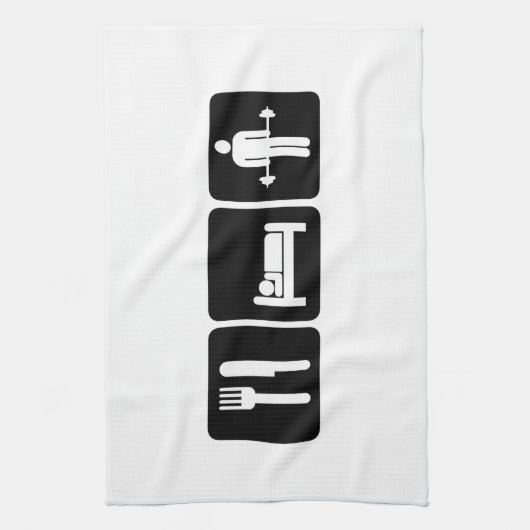 Man Eat Sleep Lift Wecht Theedoek (Verticaal)