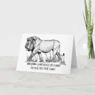 Man Eating Lion Birthday Card Kaart