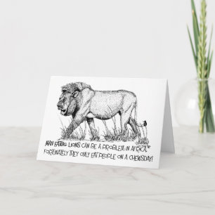 Man Eating Lion Birthday Card Kaart